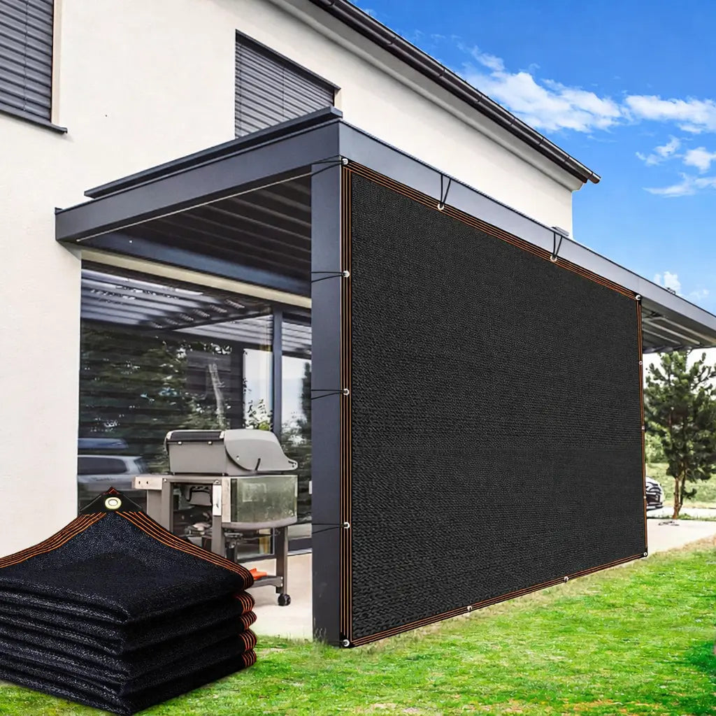 90% Blackout Sun Shade Cloth 10x13ft - Heavy-Duty UV-Resistant Mesh Net with Grommets