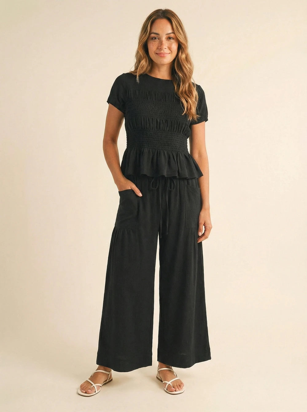Smocked Peplum Two Piece Set