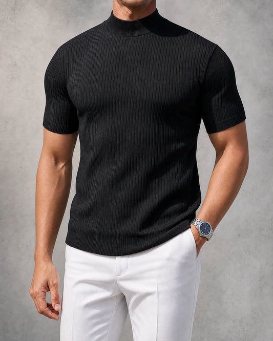 Ribbed Mock-Neck Tee