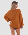Oversized Lantern Sleeve Open Front Knit Cardigan