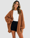 Oversized Lantern Sleeve Open Front Knit Cardigan