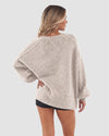 Oversized Lantern Sleeve Open Front Knit Cardigan