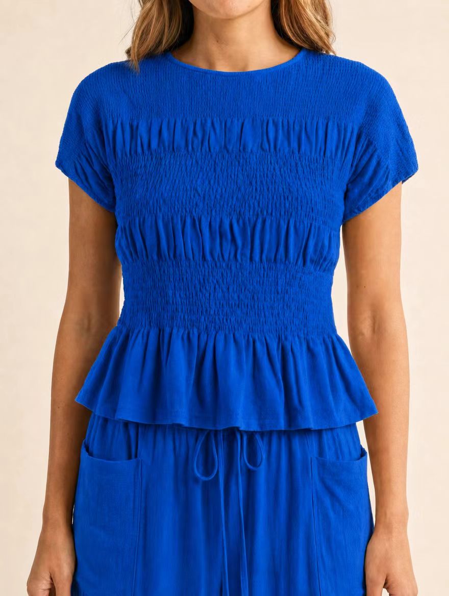 Smocked Peplum Two Piece Set