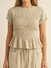 Smocked Peplum Two Piece Set