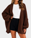 Oversized Lantern Sleeve Open Front Knit Cardigan