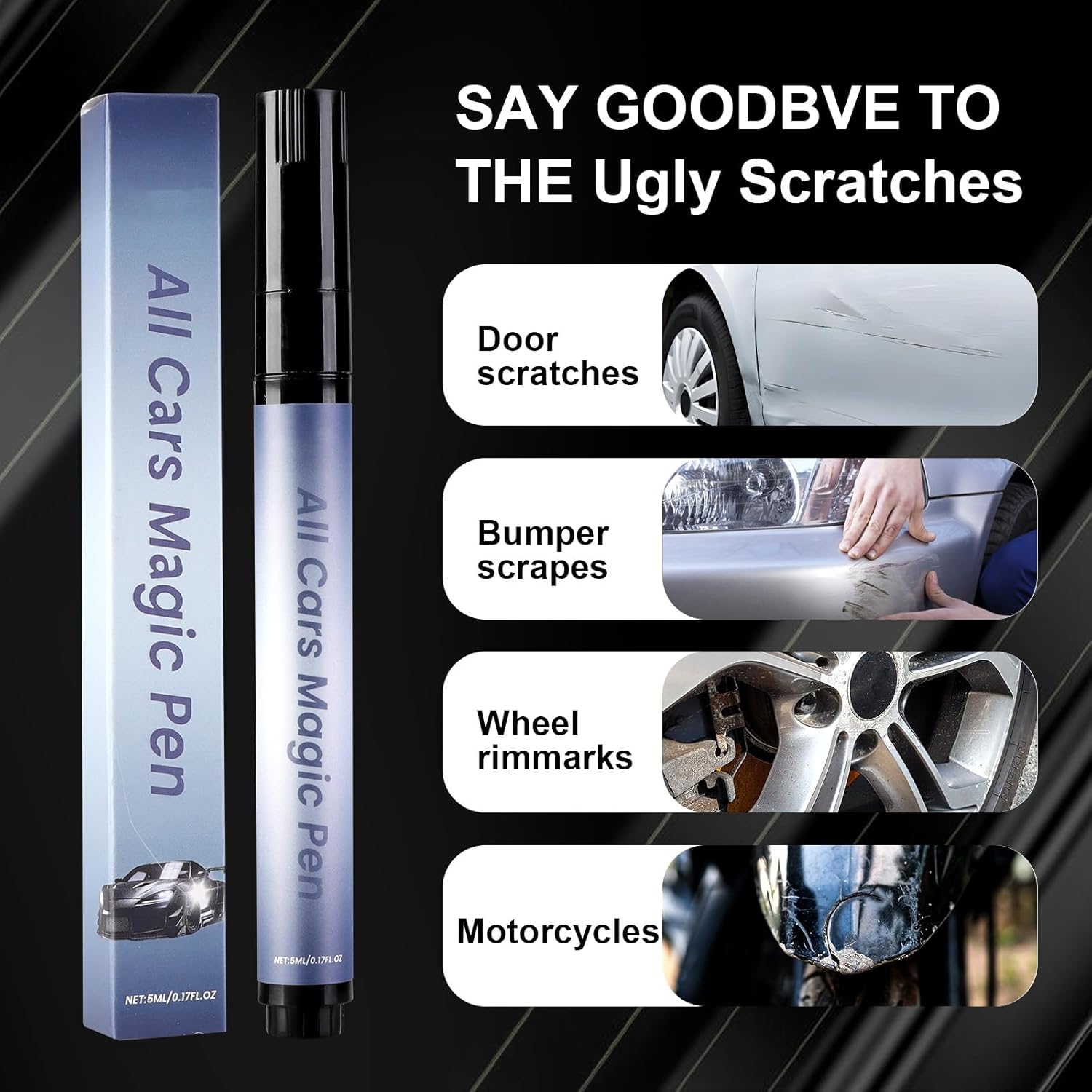 🔥Final 3 Day: 60%OFF🖊️Magic Car Scratch Removal Pen, Car Paint Scratches Quick Repair for All Car Colors