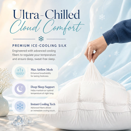 Cooling Puff Grid Pillow – Ultra Soft Ice-Silk Sleeping Pillow